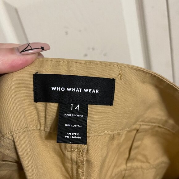 Who What Wear Womens Khaki Belted High Rise Pockets Wide Leg Trouser Pants 14 - Picture 2 of 9